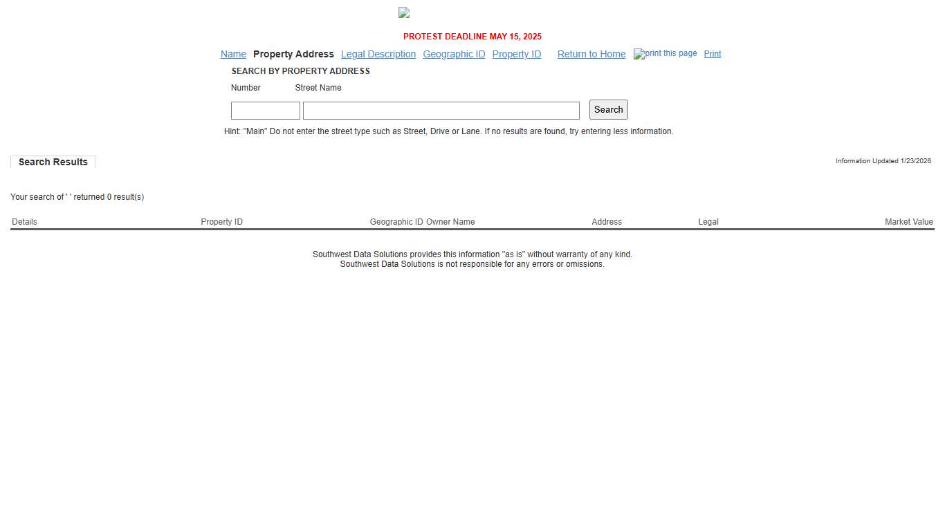 Property Address - Southwest Data Solutions